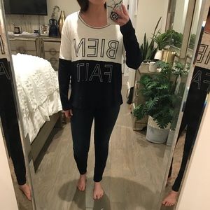 Madewell Bien Fait Navy & White long Sleeve Tee